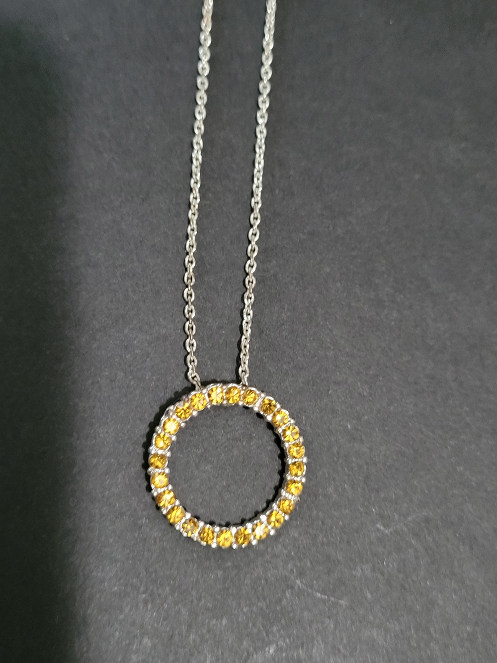 Yellow Crystal Circle Pendant Necklace - Women Jewelry